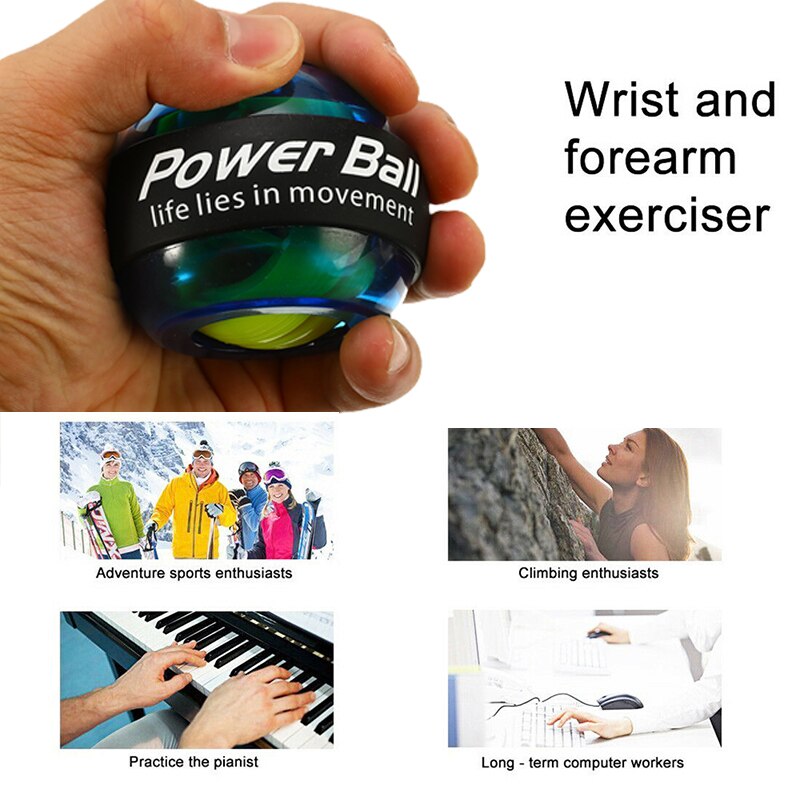 Potenciador de muñeca, agarre giratorio, fuerza para ejercitar músculo, relajación, giroscopio LED, agarre giratorio, entrenador de fuerza, equipo de Fitness