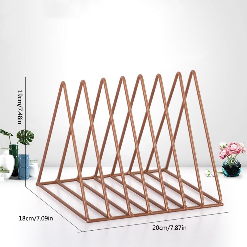 Metal Iron Storage LP Record Rack Triangle Shaped Book Magzine Holder Multifunction Desk Record Shelf Organizer Home Office Deco