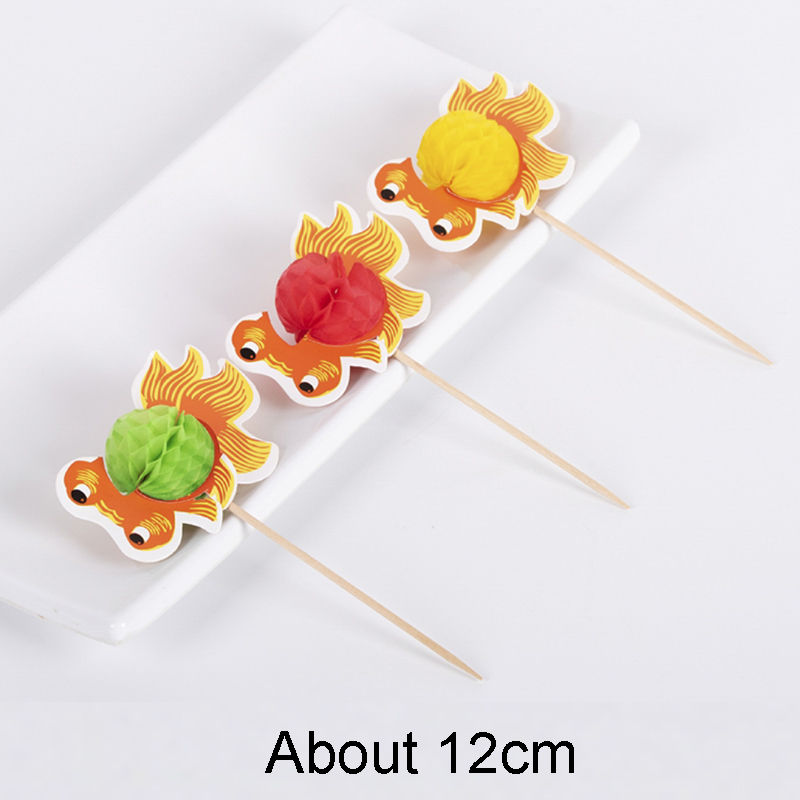 50PCS Cocktail Umbrella Sticks Decorative Toothpicks Fruit Cupcake Dessert Buffet Cocktail Parasols Drinks Picks Party Tableware: 50 PCS Goldfish