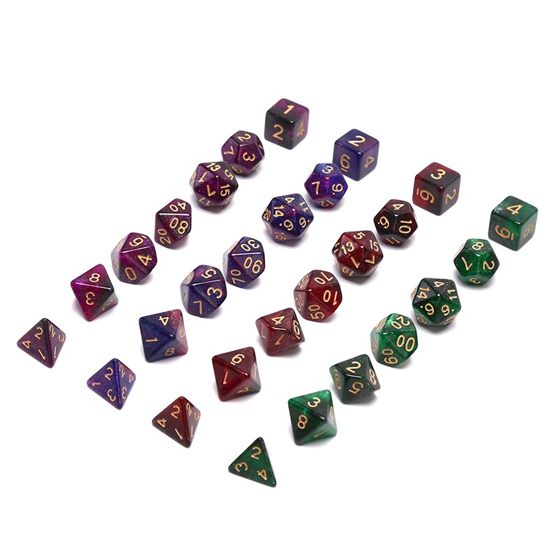 7 Stks/set Sterrenhemel Dobbelstenen Digitale Dice Game Polyhedral Multi Zijdige Acryl