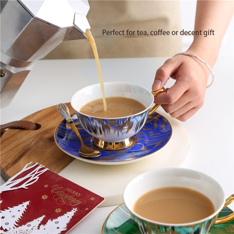 Aurora bone china kaffekop underkop ske sæt 200ml te kop porcelæn te sæt keramisk tekop cafe espresso kop