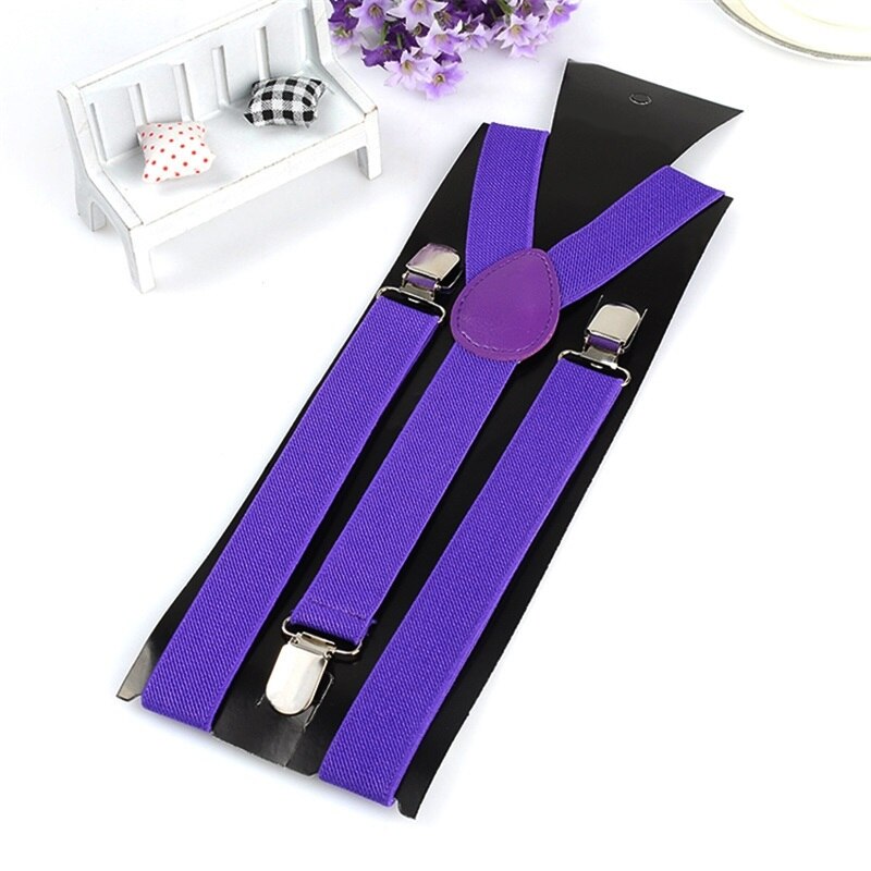Vrouwen Mannen Verstelbare Vorm Elastische Clip-On Jarretelle Drie Clip Broek Bretels Bruiloft Strap Party Riem Mode Accessoires: Purple