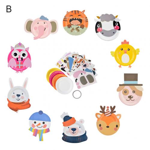 Handmade DIY Color Paper Tray Stickers Kindergarten Kids Art Work Kit: B