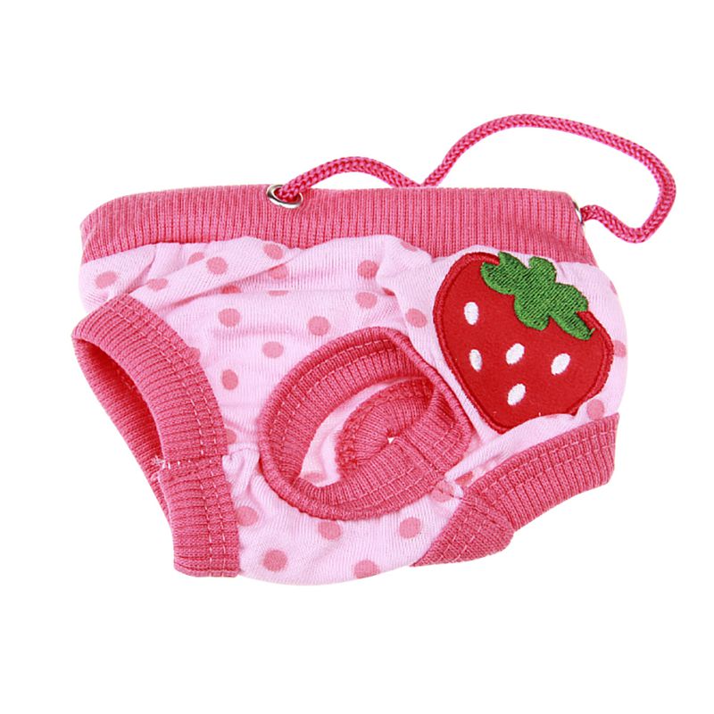 Cartoon Dog Diaper Physiological Pants Sanitary Washable Female Dog Short Panties Underwear Briefs For Girl Dogs Pet Supplies: Red / S