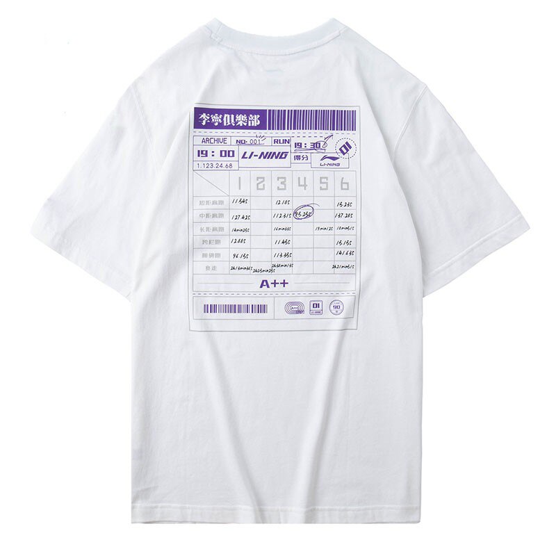 Li-ning mænd trend t-shirts 100%  bomuld regular fit comfy åndbar foring li ning sport grafiske tees toppe ahsq 147