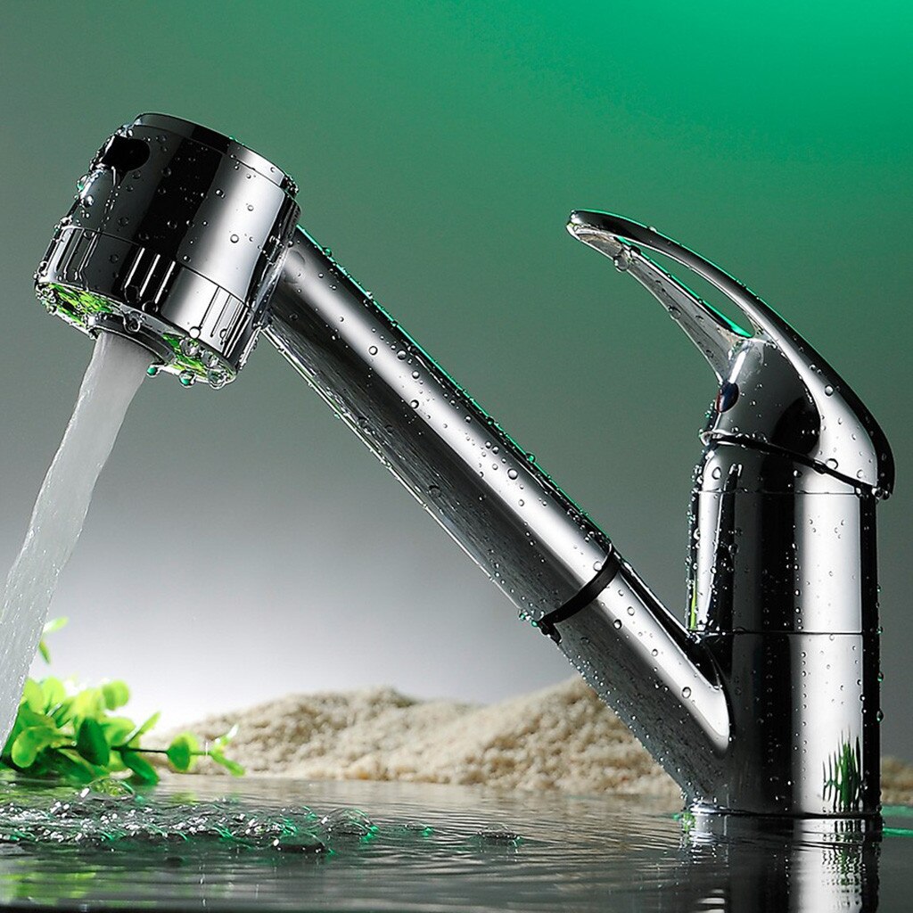 Moderne enkelvoudige hendel enkelvoudige hendel uittrekbare sproeier keukenkraan roestvrij staal badkamer keukenkraan trekbuis