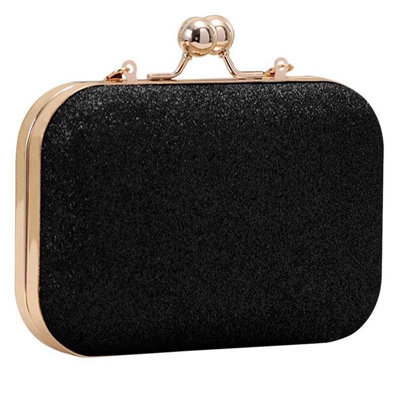 Bolso de de noche brillante para mujer bolso de embrague de bola de boda con cadena Mini de Cumpleaños Día de San Valentín negro
