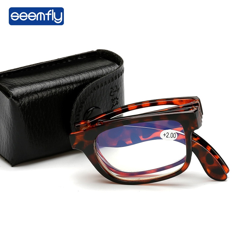 Seemfly Neue Klapp Lesebrille Männer Frauen Leopard drucken Rahmen Ältere frauen Brillen Antifatigue Computer Brillen