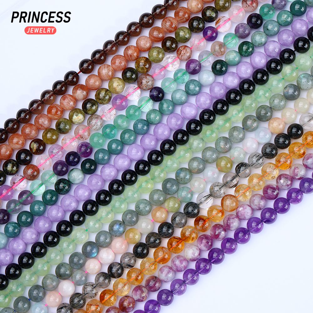 Natural Stone Beads 6/8/10mm Labradorite Citrine Amethyst Garnet Beads for Jewelry Making DIY Bracelet Necklace