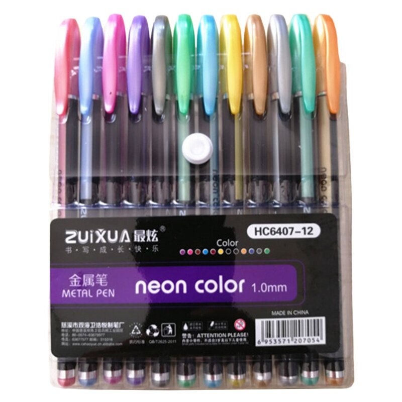 Ensemble de stylos Gel 12 couleurs, surligneur à paillettes, Pastel, pour colorier l&#39;école et le bureau