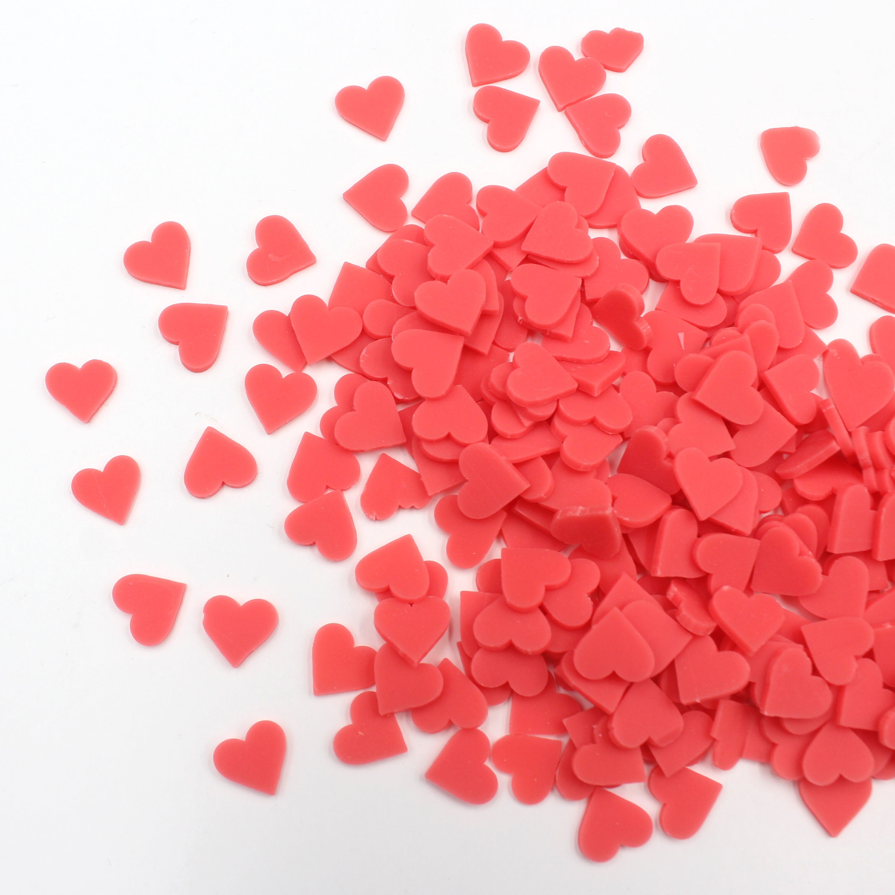 100g/lot Red Heart Slices Polymer Clay Loving Hearts Soft Pottery for Toy Decoration DIY Crafts Filler Accessories