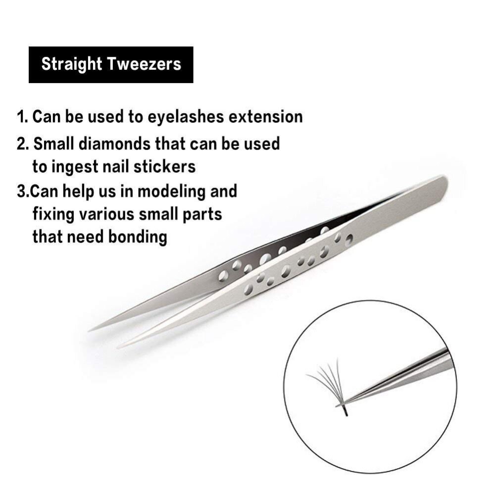 Wenkbrauw pincet gereedschap wimper extensions pincet remover nail art rechte en gebogen puntige punt accessoires