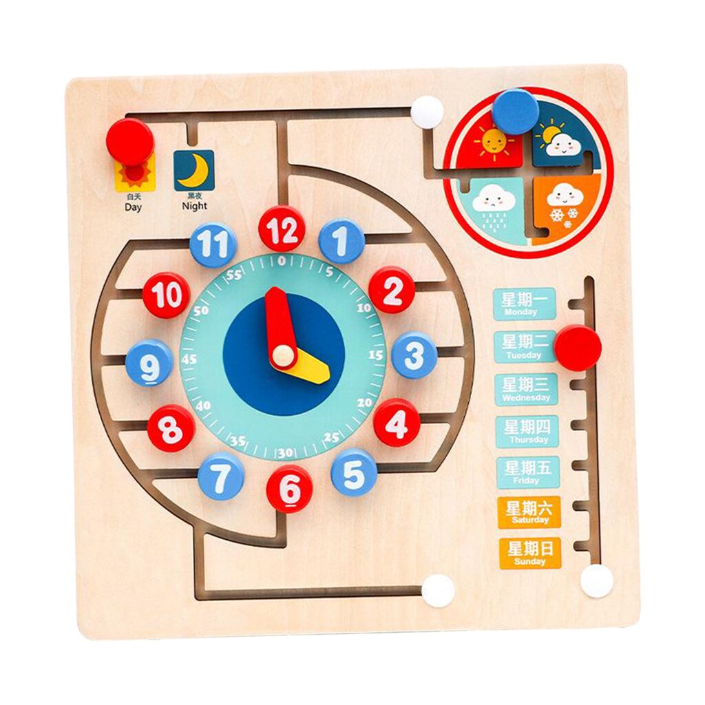 Reloj de madera para niños, tablero educativo, juguete educativo