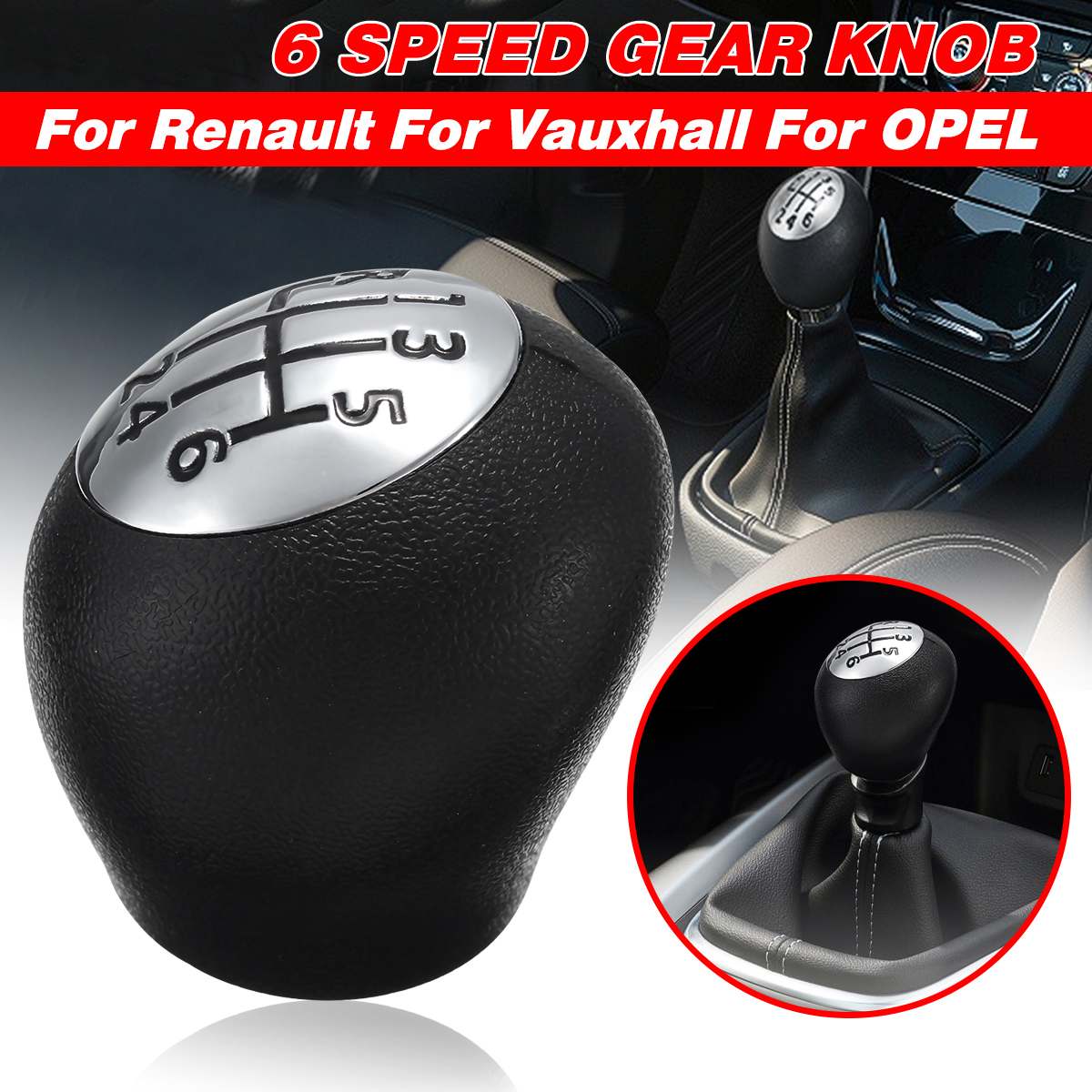 6 Speed PU Leather Gear Shift Shifter Knop Lever Stick voor Renault Megane Laguna Scenic Voor Vauxhall voor Opel 2007