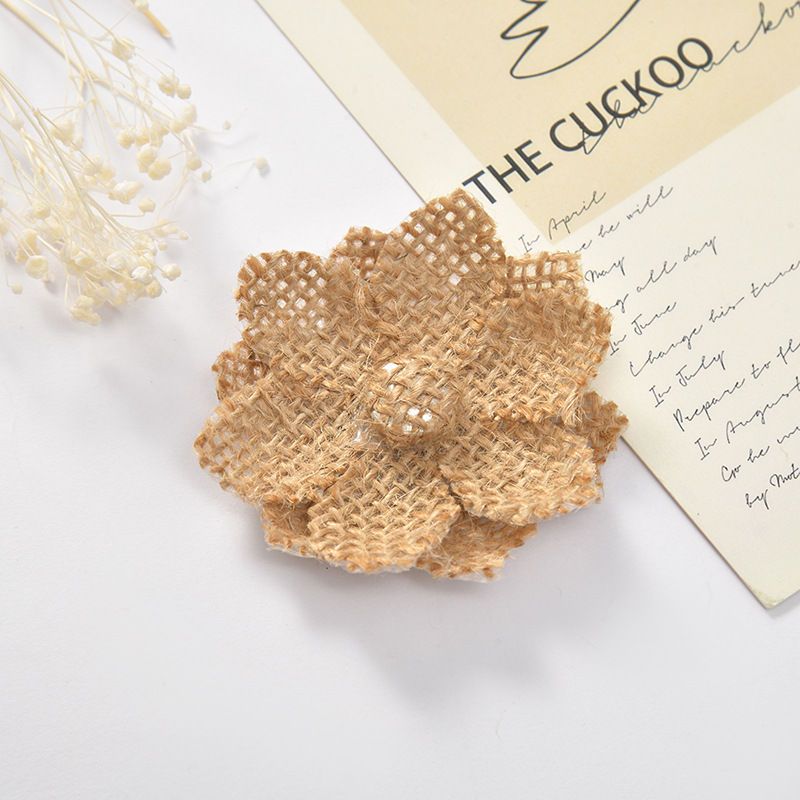 Mezcla de 10 Uds. De flores de arpillera de yute Vintage, flores rosas de arpillera hechas a mano para manualidades florales DIY, decoración para de boda y Navidad