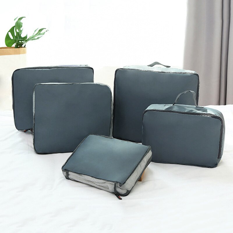 5 Pcs Waterproof Clothes Travel Storage Bags Packing Cube Luggage Organizer Pouch HB88: Pink