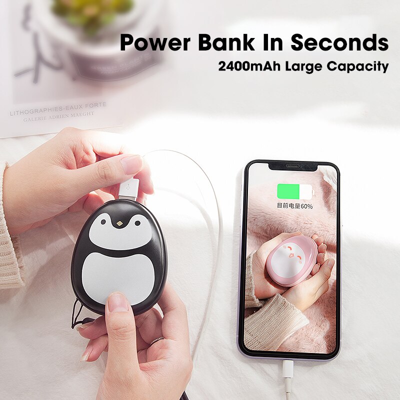 4000Mah Usb Oplaadbare Elektrische Handwarmer Draagbare Winter Double-Side Verwarming Mini Handwarmer Pocket Power Bank 2 in 1