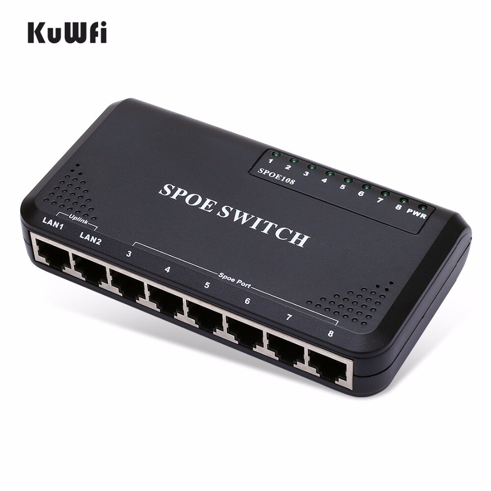 KuWFi 90W 8 Port PoE Switch 10/100Mbps POE Switch Power Ethernet Voor IP Camera Netwerk Switch telefoon Apparaten Wirelss AP Instelling