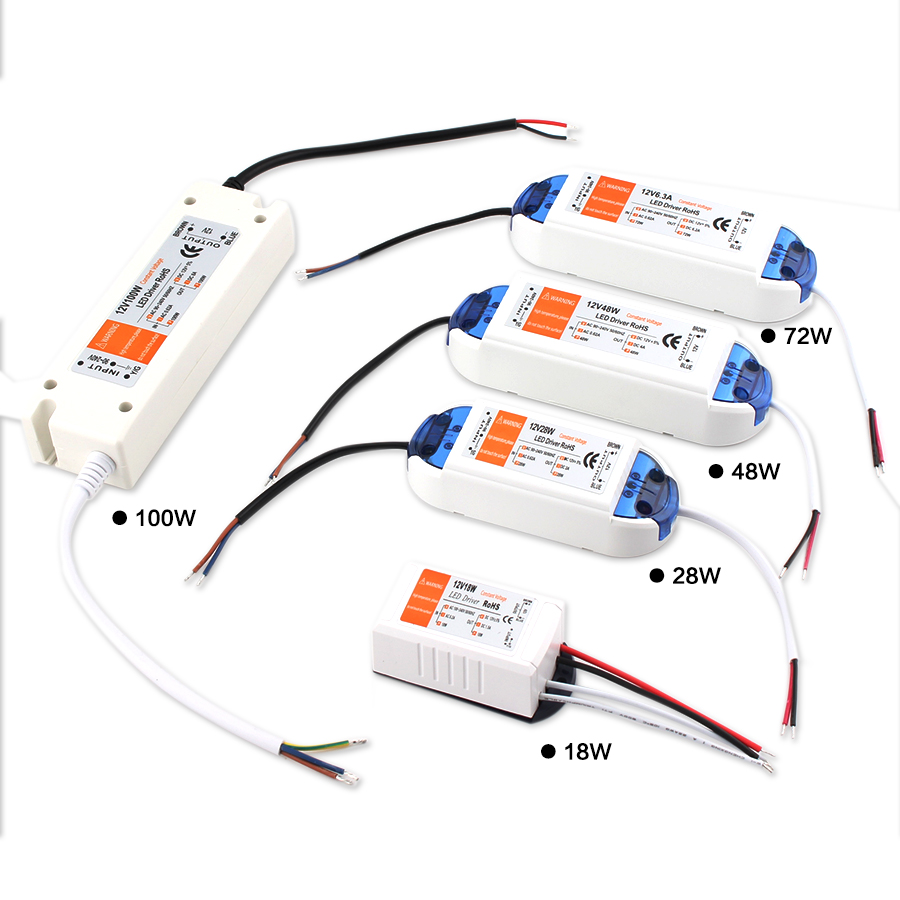 Led Driver Dc 12V Voeding 18W 28W 36W 48W 72W 100W Verlichting transformers Driver Led Voor Led Strip Voeding