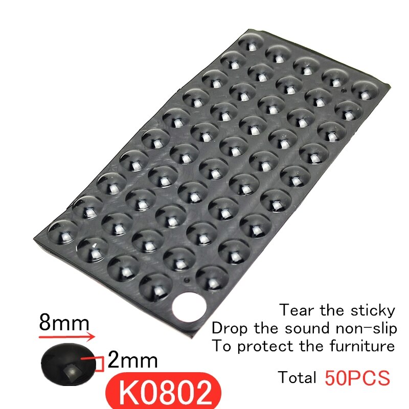 Self Adhesive Black Anti Slip Round Rubber Bumper Pads Silicone Feet Pads Sticky Silicone Shock Absorber: K0802