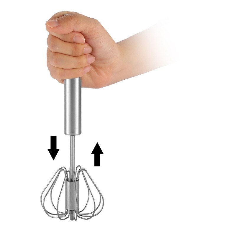 Semi-automatic Egg Beater 304 Stainless Steel Egg Whisk Manual Hand Mixer Self Turning Egg Stirrer Kitchen Accessories Egg Tools