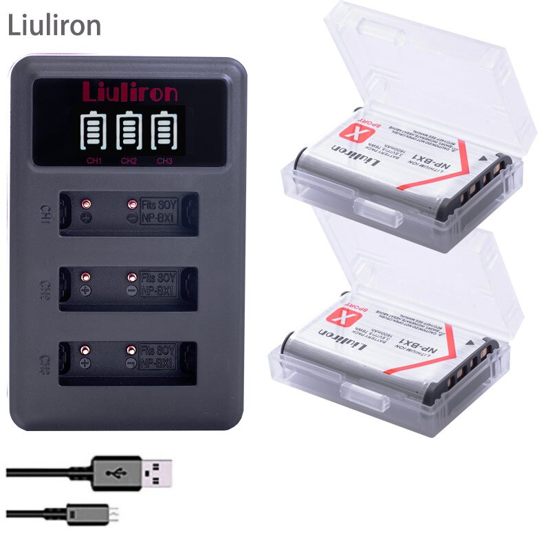 5x Bateria NP-BX1 NPBX1 np bx1 batería para Sony DSC-RX100 DSC-WX500 HX300 WX300 HDR AS100v AS200V AS15 AS30V AS300 M3 M2 HX60: charger and 2battery