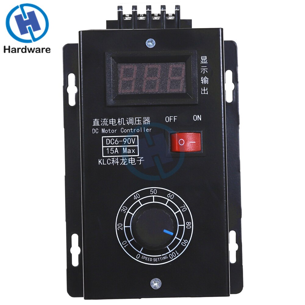 Universal DC 6-90V PWM DC Motor Speed Controller Regulator PLC Max 15A Governor with Volt Display