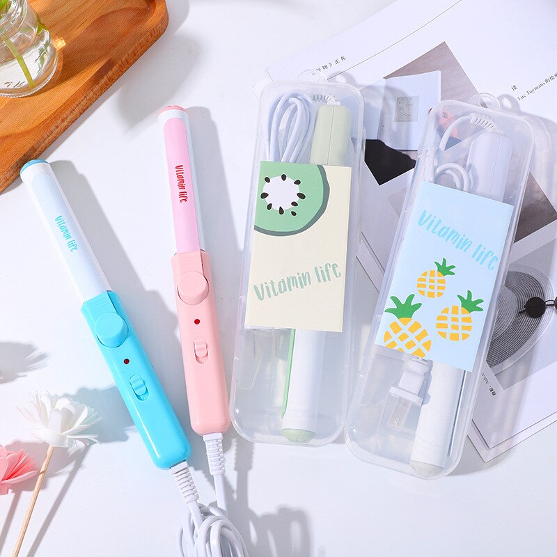 Mini palo para rizar el cabello con estampado de frutas, rizador de pelo eléctrico de pequeña potencia, herramientas de estilismo para el cabello