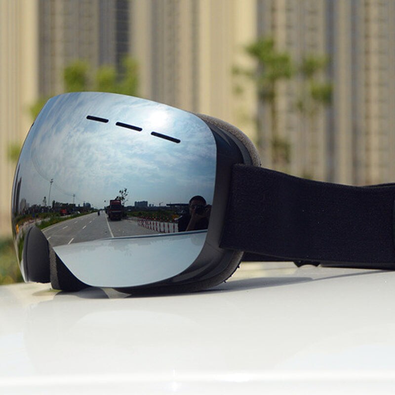 Winter Brille Anti-Nebel-Ski draussen UV Schutz Skifahren Brillen Sport Winddicht Snowboard Schneemobil Männer Frauen Gläser Maske: Schwarz Silber-