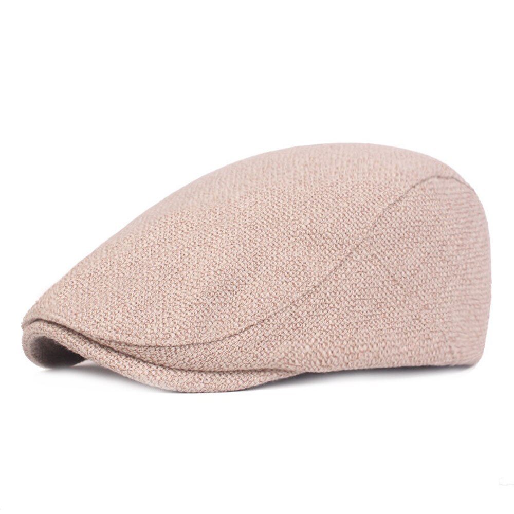 Hommes coton lin béret chapeaux pour femmes Vintage décontracté unisexe solide béret casquettes visière extérieur voyage casquette plate: khaki