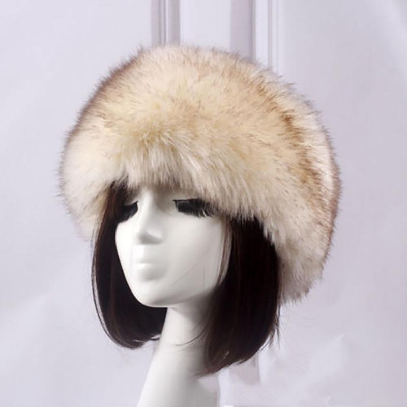 Mutil färg fuskpälsmössa ushanka skidhatt snölock huvudband utomhus öronskydd fluffig kosack ryska: Beige brun