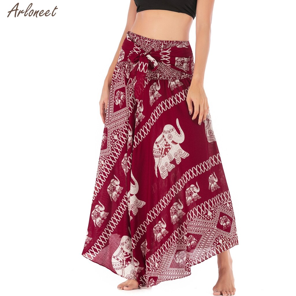 Vrouwen Lange Hippie Bohemian Gypsy Boho Bloemen Elastische Taille Bloemen Halter Rok Vrouwen Casual Rok Kleding Mode Zomer: Red 03