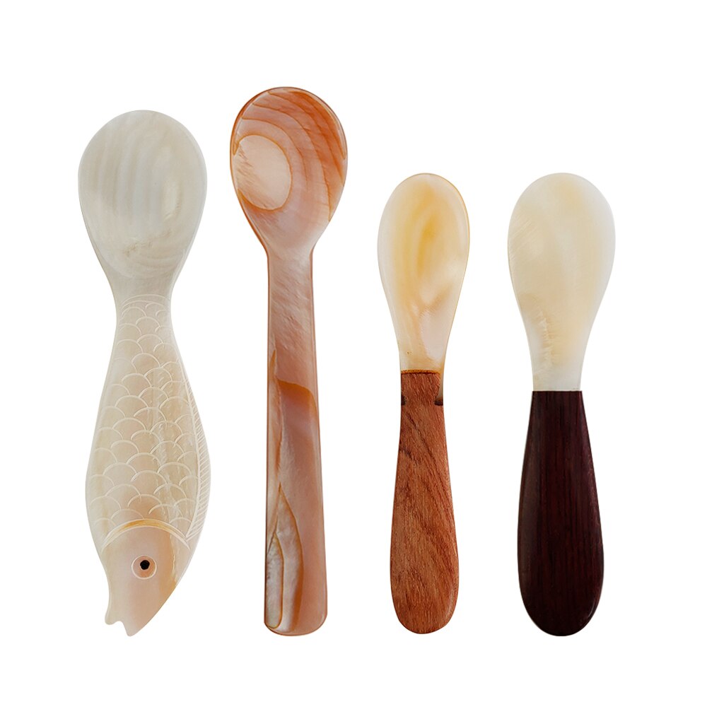 Natural Shell Spoon Deep Sea Shell Spoon Tableware Home Spoon Seasoning Box Spoon Brown Tablespoon