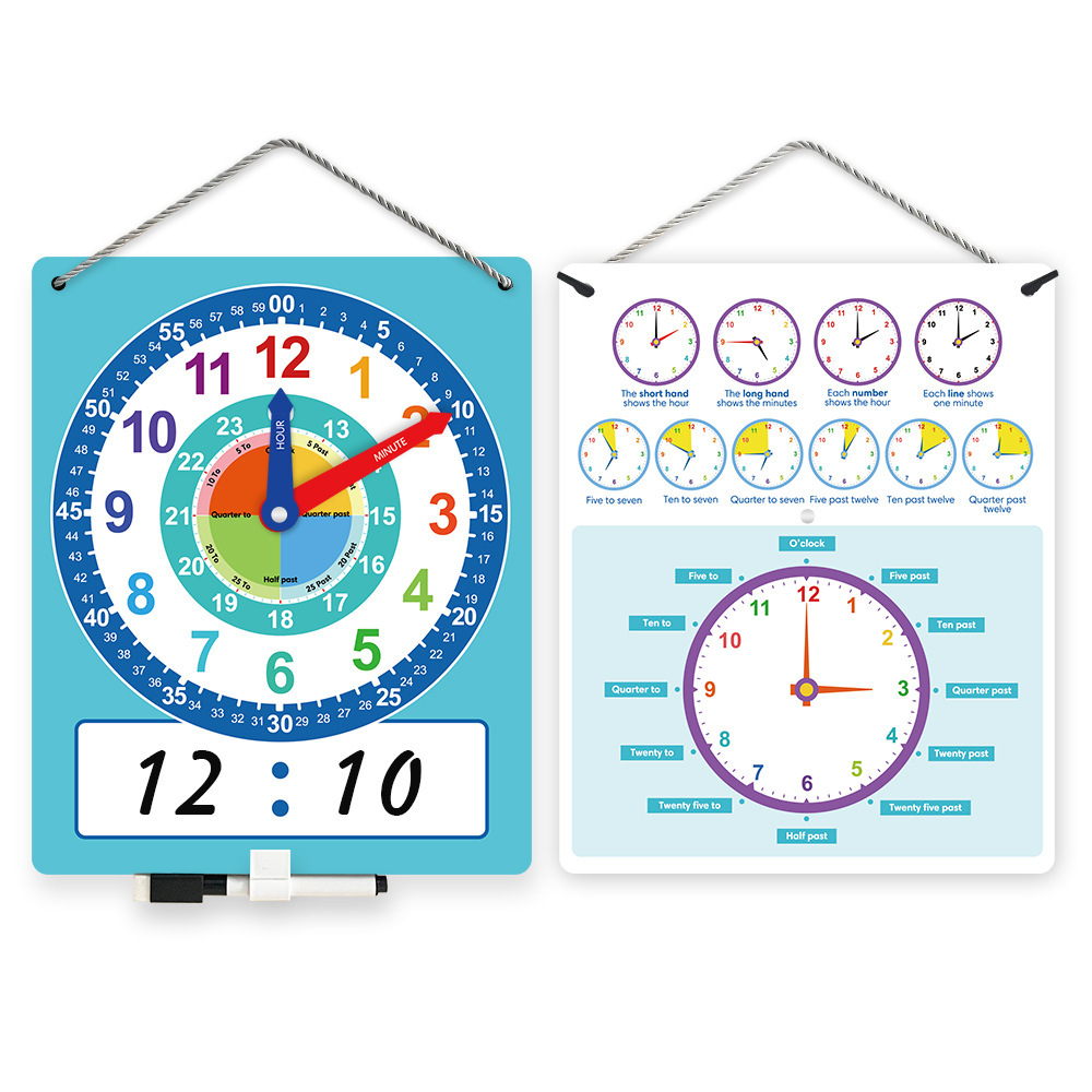 Modelo de reloj para niños, reloj para niños de escuela primaria, tiempo de enseñanza, herramientas de aprendizaje cognitivo: Default Title