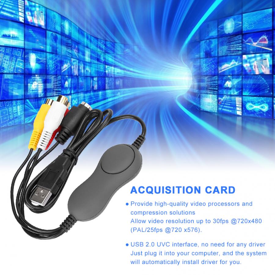 USB2.0 Video Capture Card Driver Free Acquisition Card Adapter for /Mac/PC