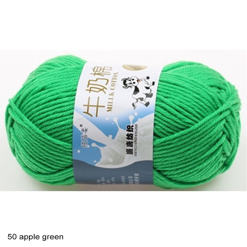 1 Roll Dyed Knitting Yarns Wool Soft Warm Baby Yarn Hand Knitted Yarn Crochet Yarn Milk Cotton Wool Apparel Fabric Accessories: 50 apple green