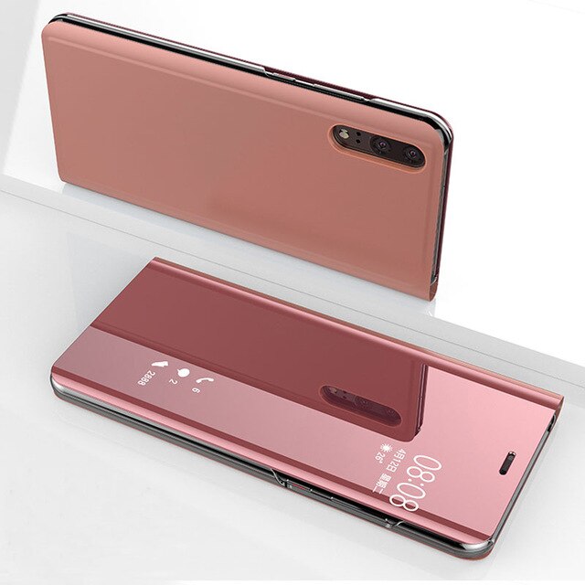 Flip Translucent Mirror Luxury Cover Stand Hard Phone Case For Samsung Galaxy Note 9 Note9 Not SM N960 N960F SM-N960 SM-N960F: Rose gold