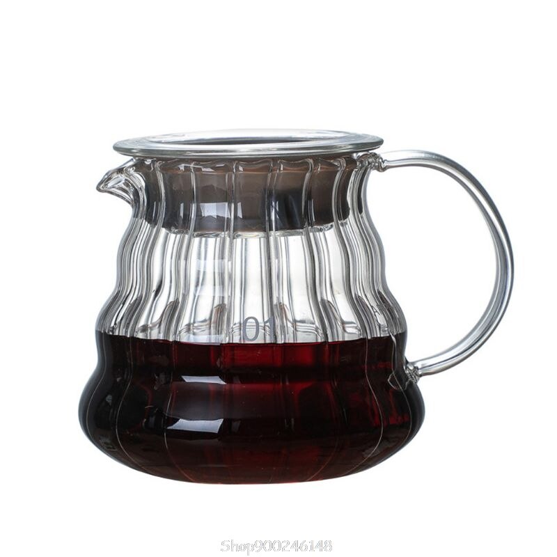 Pour Over Coffee Dripper Brew Heat Resistant High Borosilicate Glass Coffee Maker Come Coffee Server with Lid S23 20: A