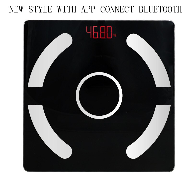 Bluetooth Weight Scales Floor Digital Body Fat Bathroom Scales Outdoor Mini Smart Weighing Composition Analyzer: Black