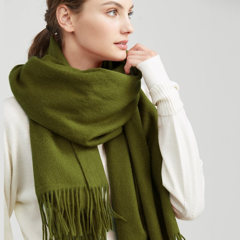 Wolle Winter Schal Frauen Schal Erwachsene Feste Schals Luxus Herbst Schals und wickelt Poncho Schals für Damen unisex wickeln: Armee Grün