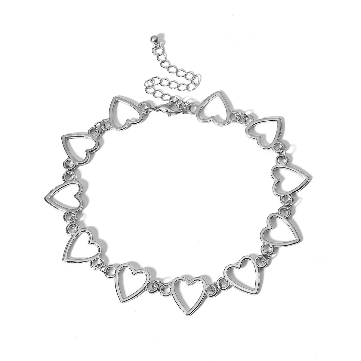 Mujer Koreanische Süße Liebe Herz Halsband Halskette ErkläSprosse Freundin Nette Halskette Schmuck Collier Femme: Silber-  Herz Kette