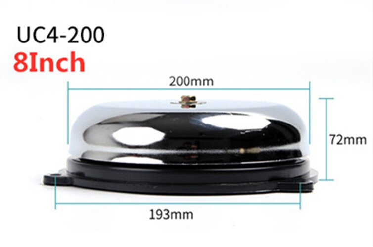 Tradition electric bell 2/3/4/6 inch AC220V High DB Alarm Bell Door bell School Factory BeLL: UC-200MM 8Inch