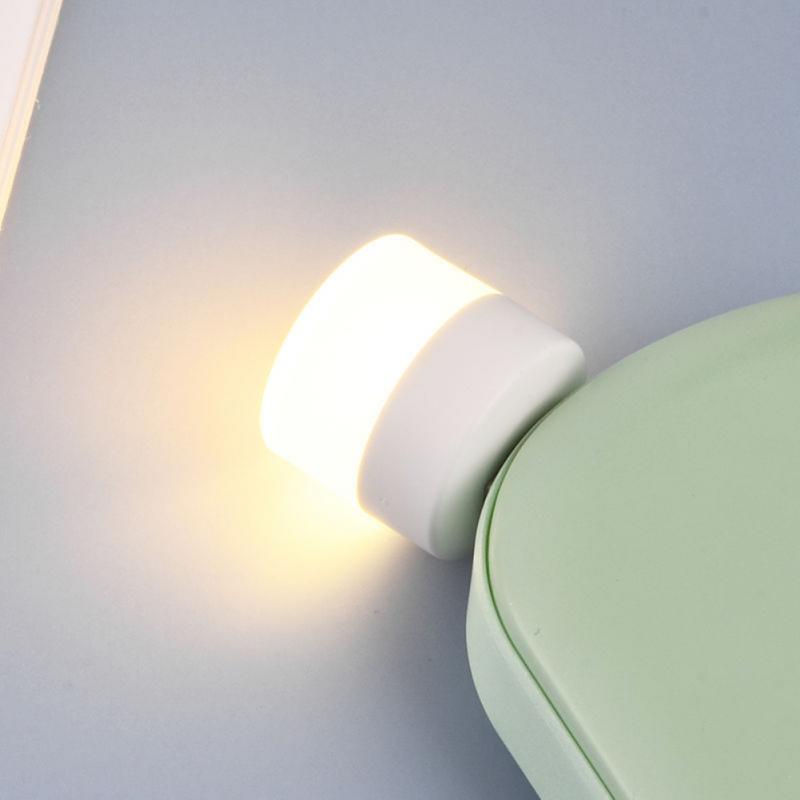 Big USB Plug Lamp Portable LED Light Mini Night Light Small Round Light Computer Power Bank Light Small Round Light: B-Warm Light
