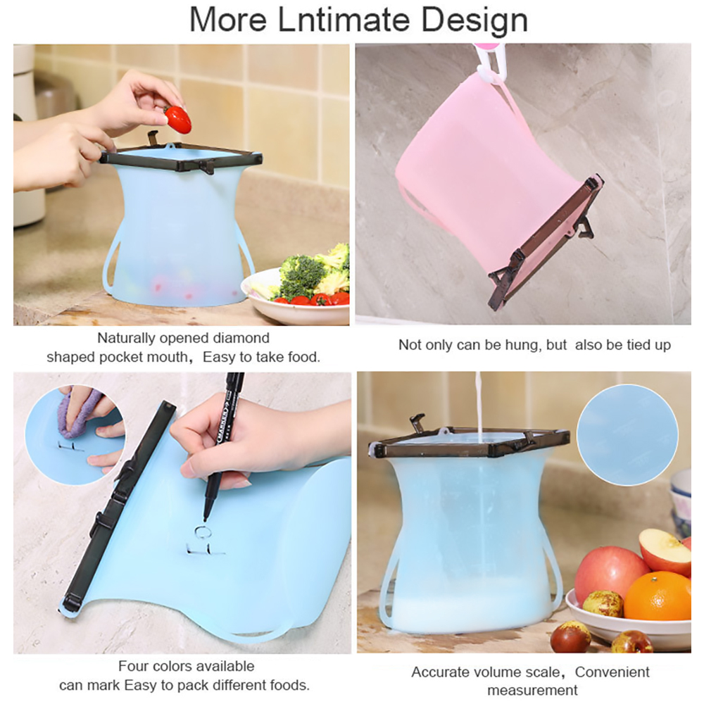 Reusable Silicone Food Storage Bags Zip-lock Freezer Cooking Fresh Bag Upgrade Seal Leakproof Container Liquid Snack Storage