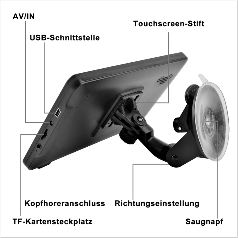 7 inch auto gps navigatie touchscreen 800*480 usb ingebouwde polymeer lithium batterij auto gps navigatie auto elektronica
