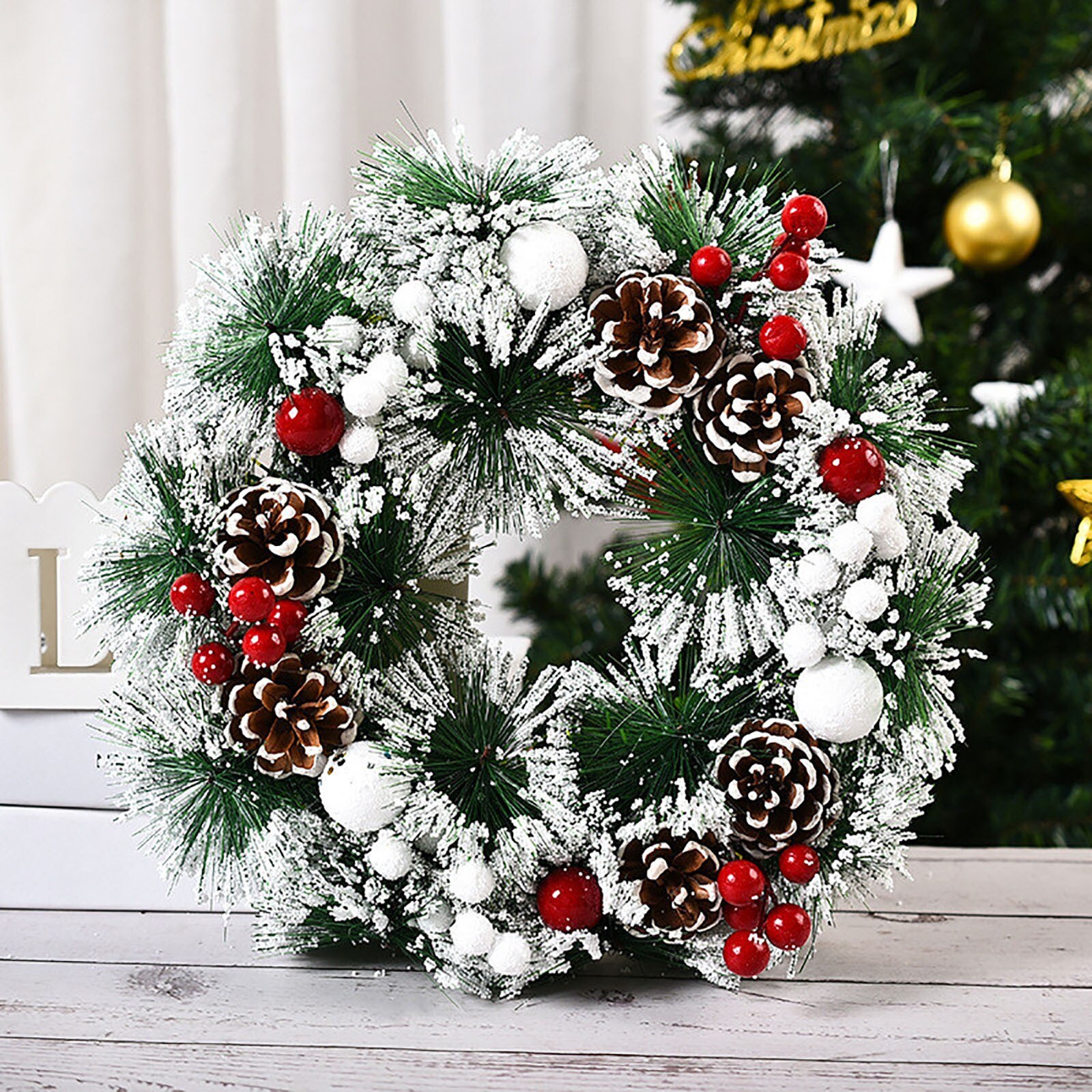 Weihnachten Kranz Dekorationen Leucht Elch Weihnachten Treeplants Hochzeit Dekorative Blumen Kränze Heimat Dekor #35: Fluoreszenz Gelb