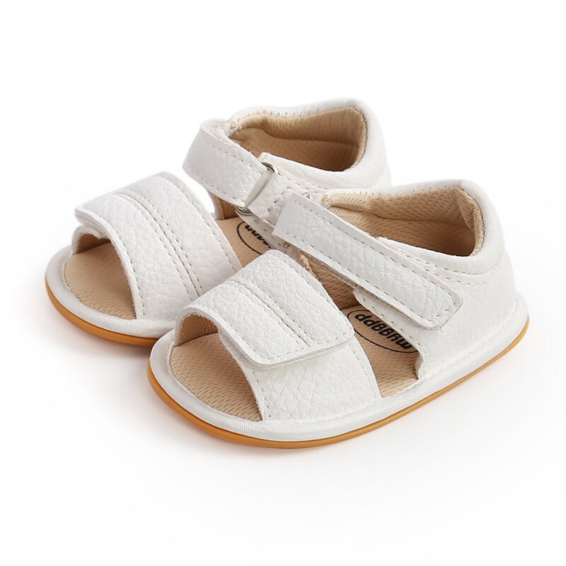 Baby Zomer Sandalen Voor 0-18 Maanden Jongen Meisje Slippers Peuter Kids Babyschoenen Pu Lederen Schoenen: WHITE / 12-18M