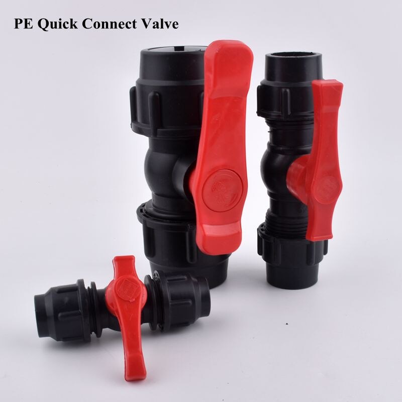 1Pc 20 ~ 63Mm Plastic Pe Valve Tuin Waterleiding Connector Kogelkraan Landbouw Irrigatiesysteem Fittings Quick joint Adapter