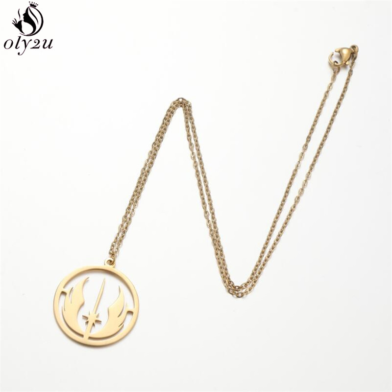 Collares de acero inoxidable con símbolo de orden Jedi, colgante con logotipo, cadena, collar gótico de estrella para mujer, joyería, de Hip Hop para hombre