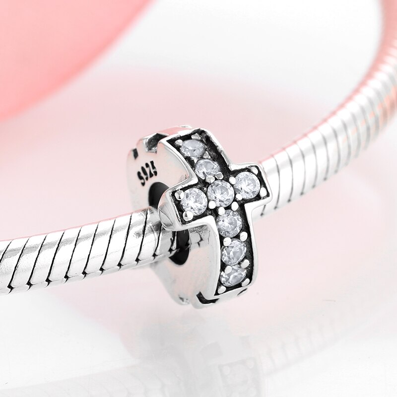 Di alta Qualità 925 Sterling Silver Bella CZ Belle Spacer Fermacorda E Ganci Misura Branelli Europei del Braccialetto di Fascino Monili che fanno